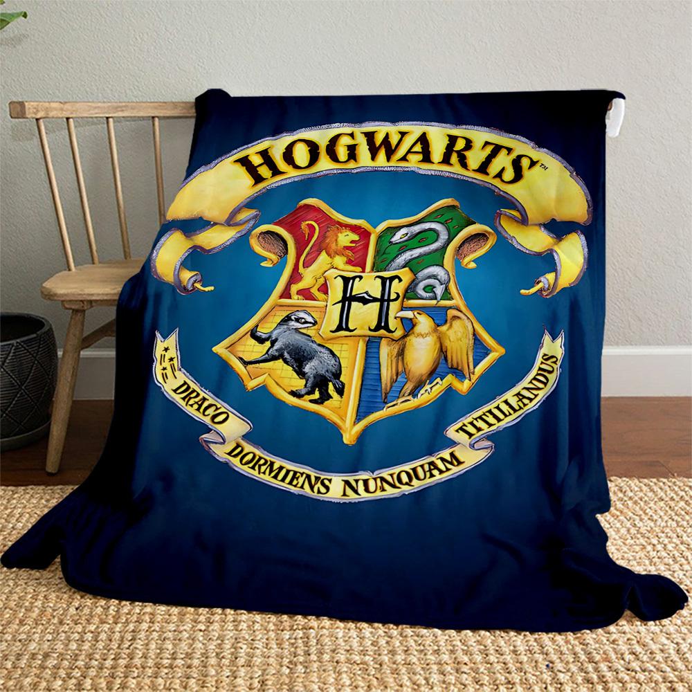 1pc Hogwarts Harry Potter Crest Outdoor Flannel Throw Blanket All Season Soft Warmth,Home Decor 1031229
