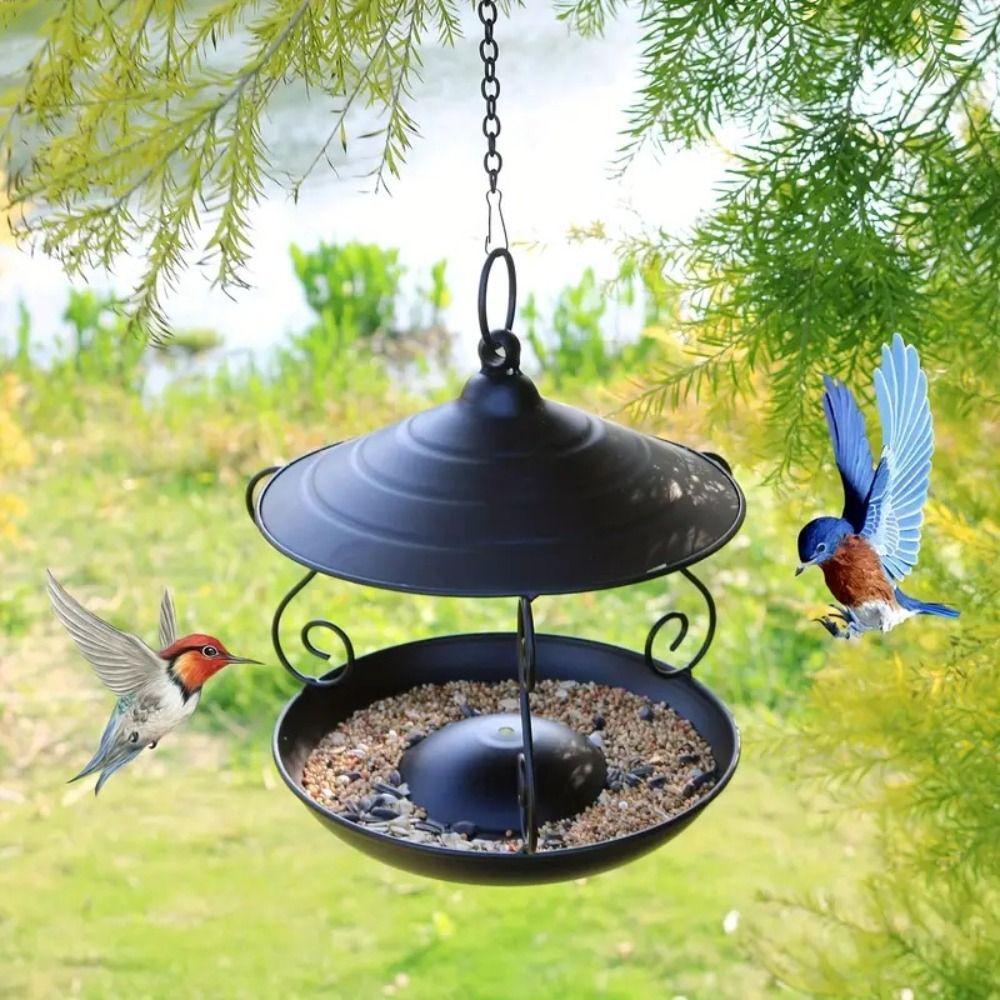 Pet Feeding Supplies Iron Bird Feeder Rainproof Hanging Bird Food Dispenser Windproof Multi-purpose Bird Water Bowl Courtyard