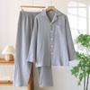 2026 Spring and Autumn New Couple's Pajama Set 100% Cotton Crepe Cloth Women's Large Long Sleeve Long Pants Home Set