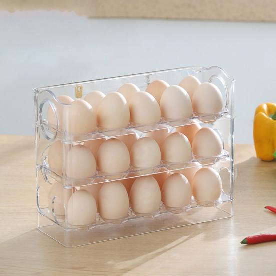 Dreistufiger Eierorganizer für den Kühlschrank Eieraufbewahrungsbox mit Datumsanzeige Eierregal für 30 Eier oder 18 Eier für den Kühlschrank