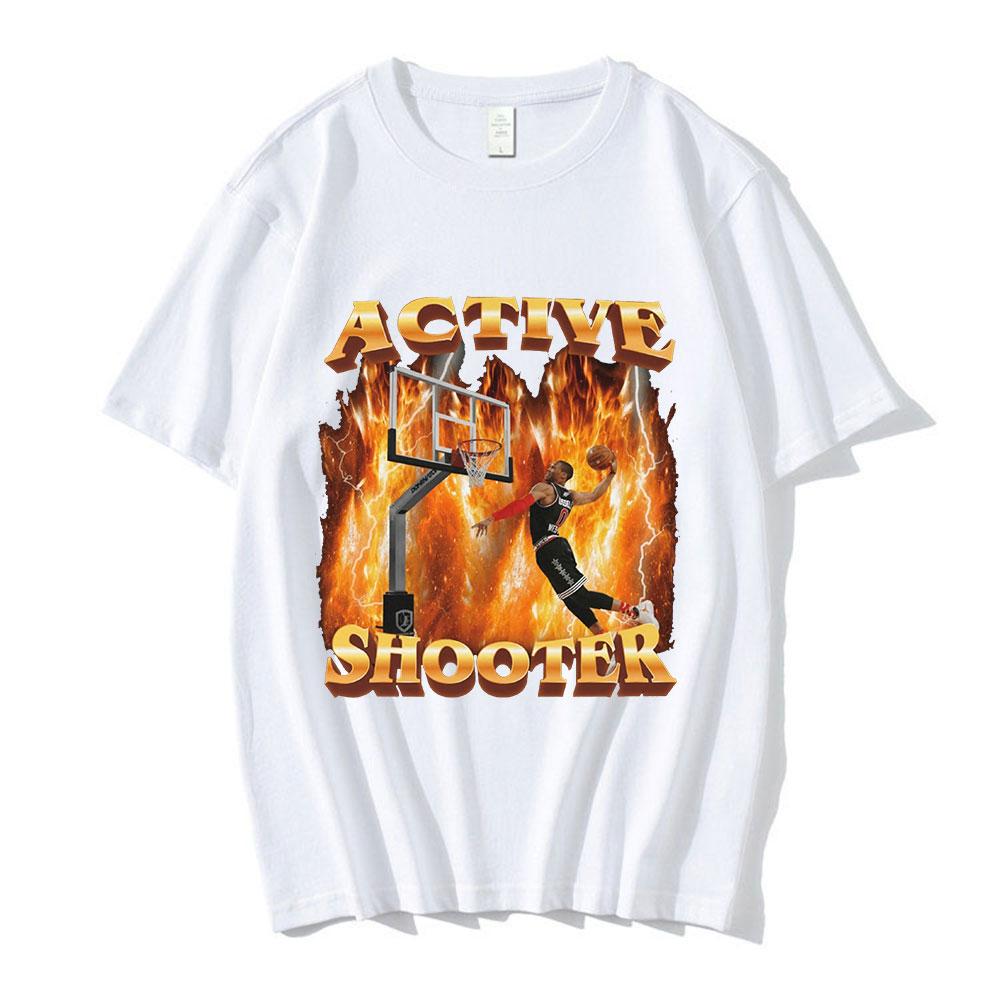 Tričko s vtipným memem Active Shooter Pánská móda Vintage Trička s krátkým rukávem Bavlna Ležérní Oversized Harajuku Trička