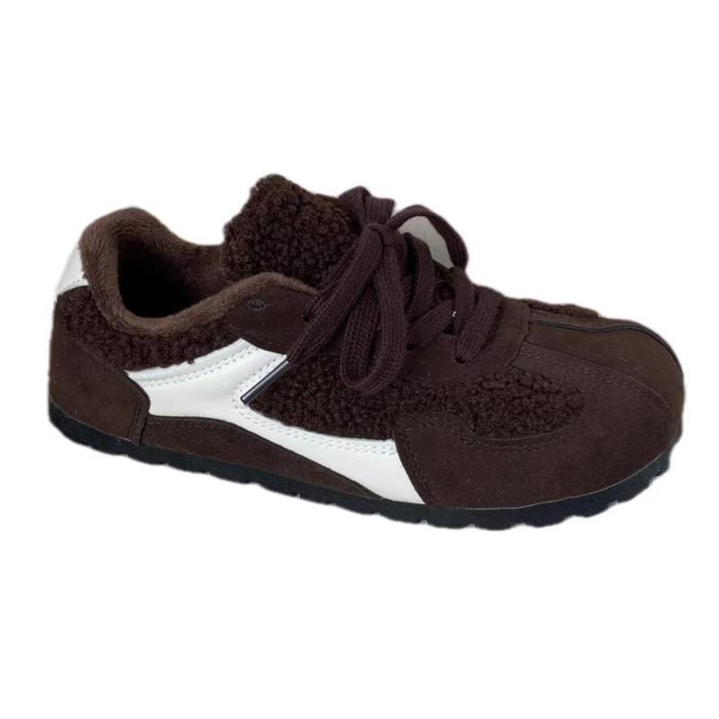 Fleece Shoes, New Warm Cotton Shoes for Women, Flat and Versatile Casual Sports Board Shoes, Fleece Shoes