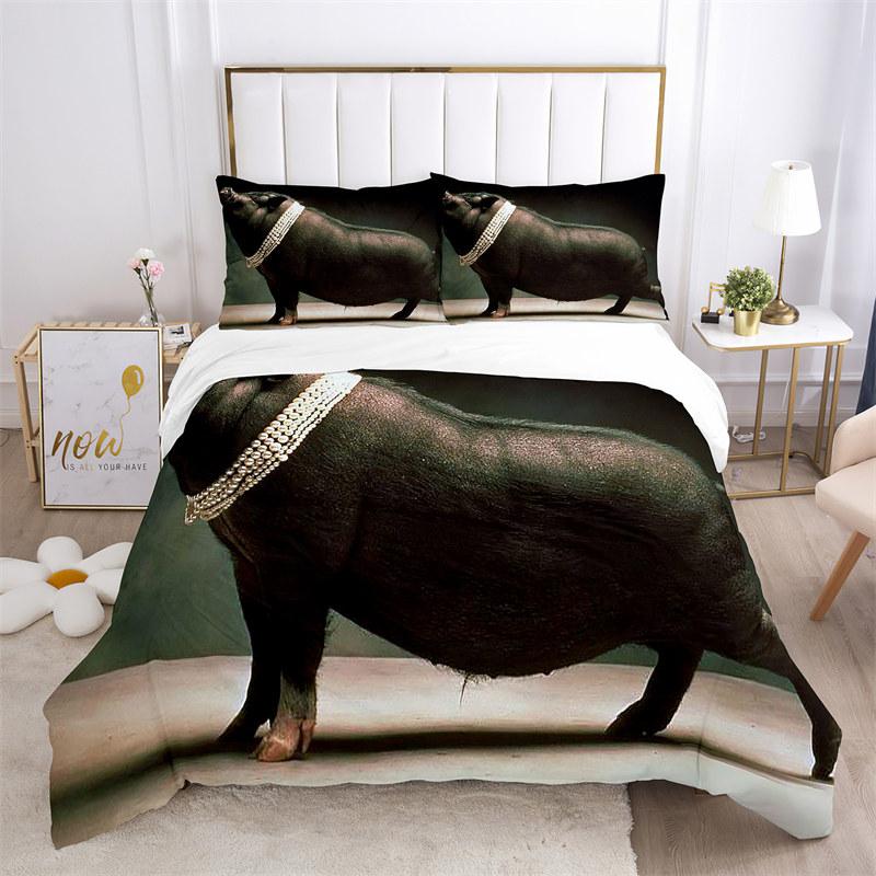 Pig Duvet Cover 2/3Pcs Lovely Animal Printed Bedding Set Cute Pet Comforter Cover King For Kids Boys Girl Children Bedroom Decor