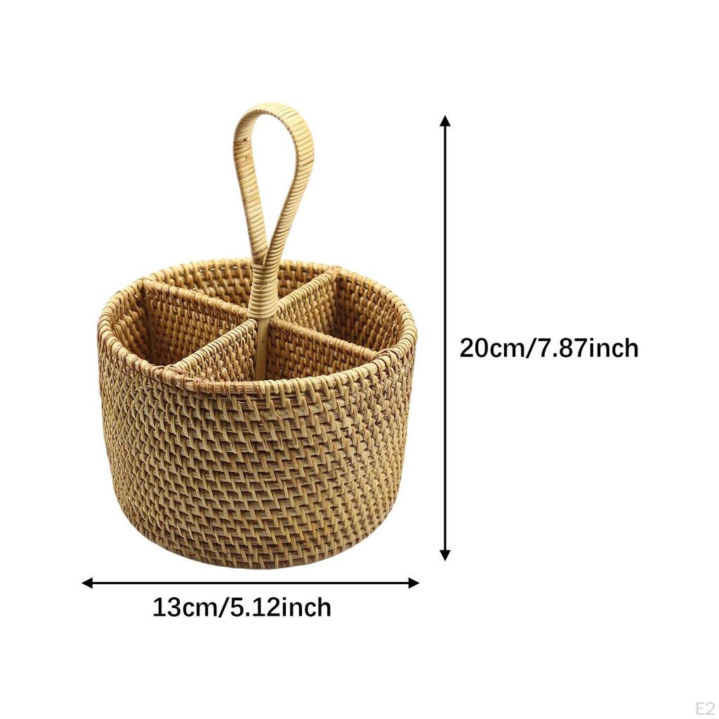 Utensil Holder Condiment Organizer Container Basket with 4 Compartments Tableware Storage