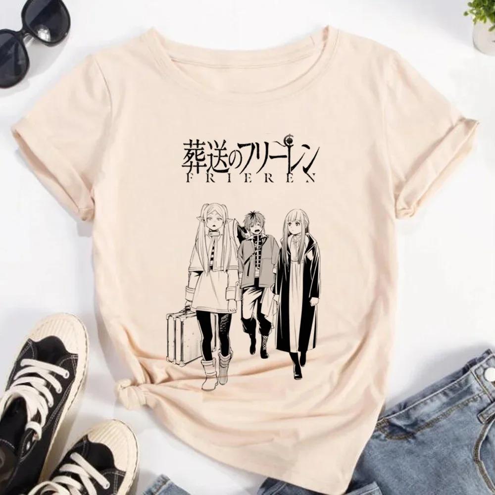 Frieren: Beyond Journey's End Anime T-Shirt | Elf Girl Frieren Print | Unisex Cotton Casual Short Sleeve Tee | Japanese Retro Streetwear