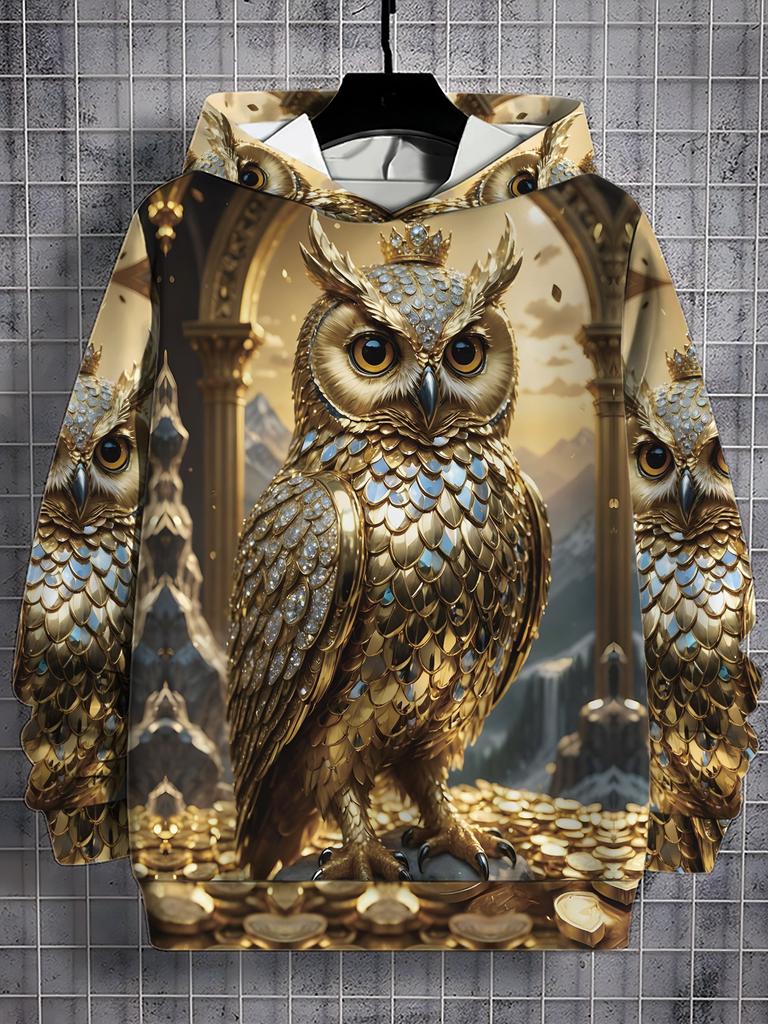 Vintage Owl Animal 3D Print Hoodies Men Fashion Hooded Owls Bird Sweatshirts Hoody Pullovers Harajuku Tracksuit  Male Clothing