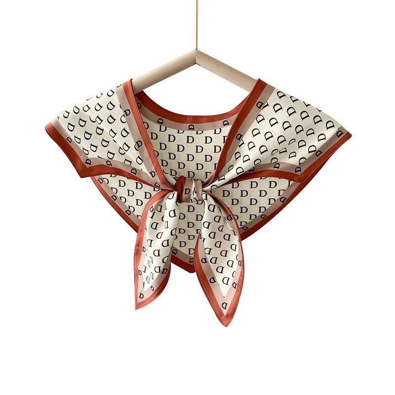 

Шаль Літнє зовнішнє оздоблення Жіночий зелений трикутний шовковий шарф Підроблений комір Універсальний іноземний стиль Захист від сонця Шаль Tide 60-80cm