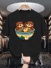 Mens Crew Neck T Shirt Retro Surfboard Ocean Wave Vintage Graphic Short Sleeve Casual Cotton Beach Surfer Lover Streetwear Tees