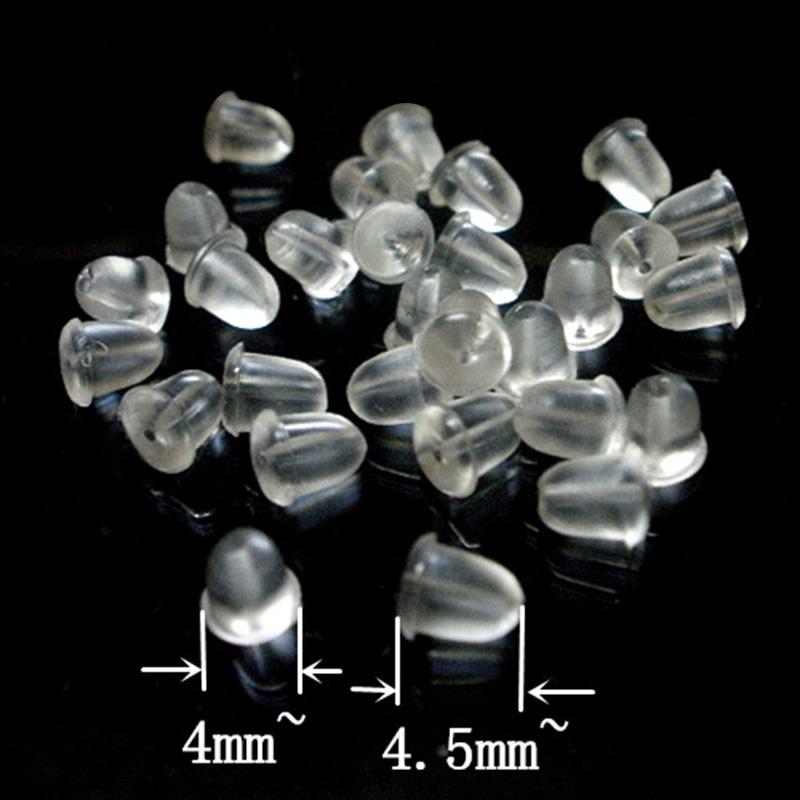 50pcs Invisible Plastic Earrings Blank Pins Stud Tiny Head Findings Back Post Earnuts Pad Nickel