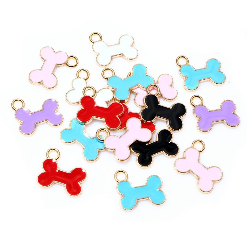 20pcs 12x13mm Enamel Bone Charms Pendant Small Cute DIY Jewelry Making Accessories for Bracelet Earrings Keychains 