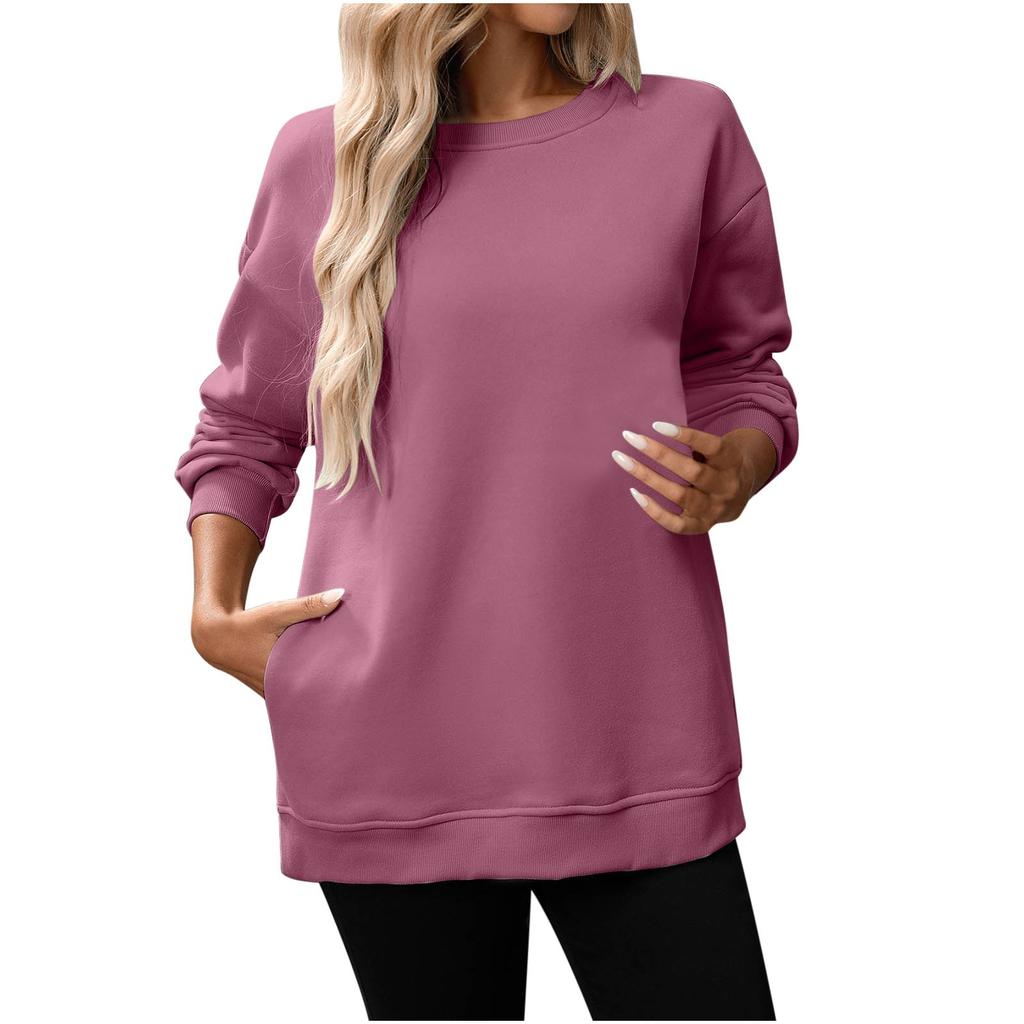 Women Winter Tops Women's Long Sleeve Sweatshirt Casual Crewneck Loose Fit Pollover Fleece Tops