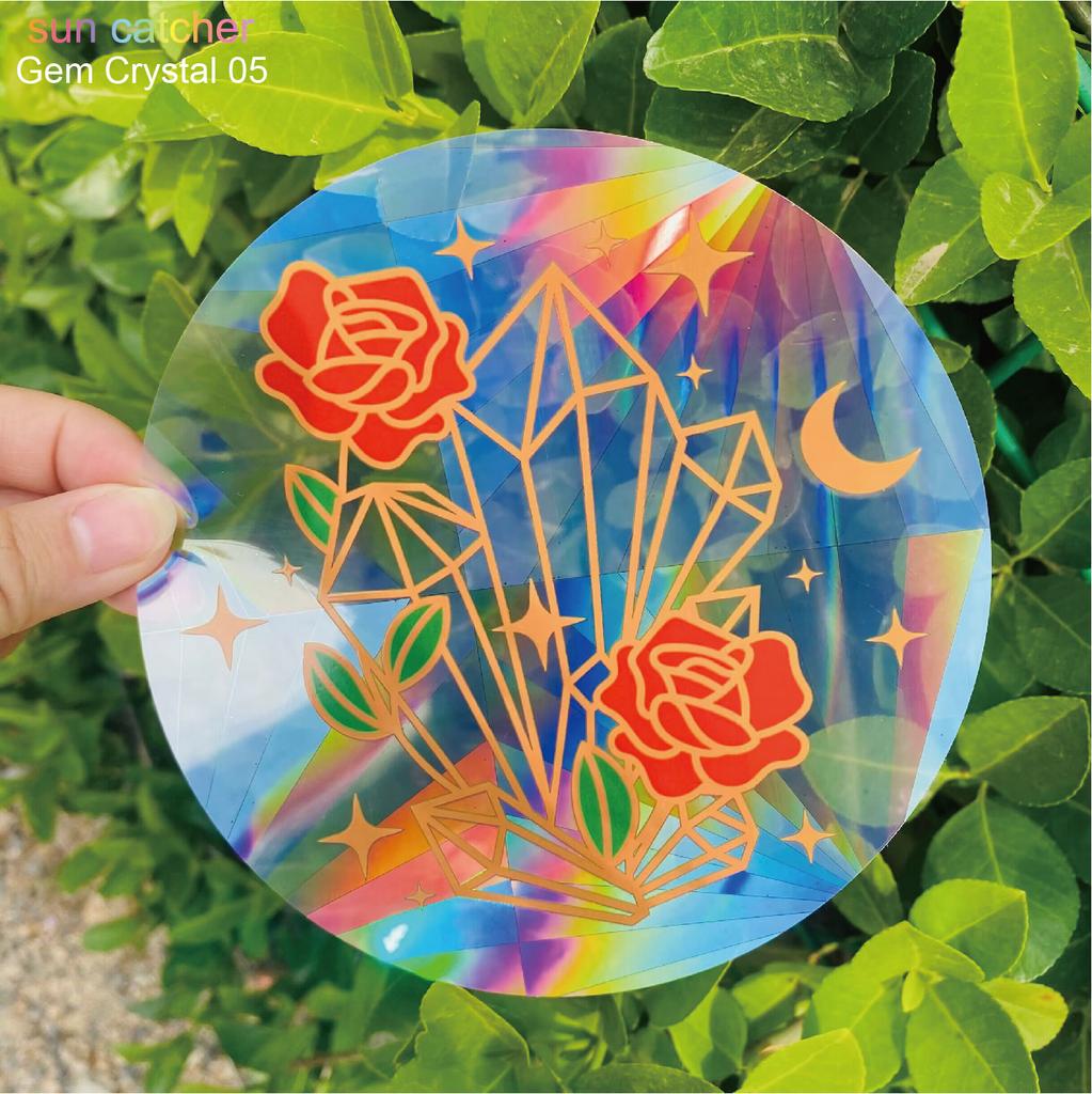 Sunflower Suncatcher Window Big Sticker Star Moon Evil Eye Sunlight Catcher Butterfly Sun Catcher Cat Rainbow Film for Car Glass