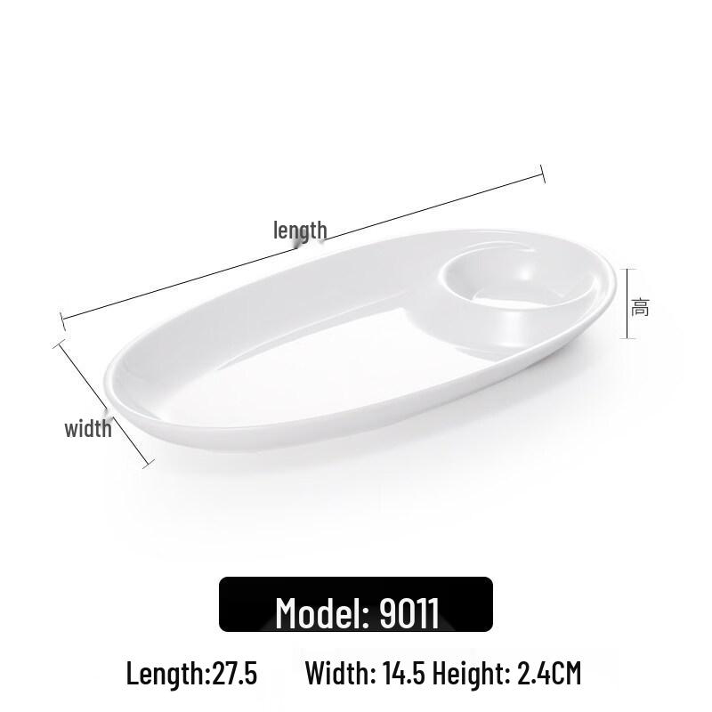 Japanese Style Melamine Double Compartment Snack Plates (Set of 5)