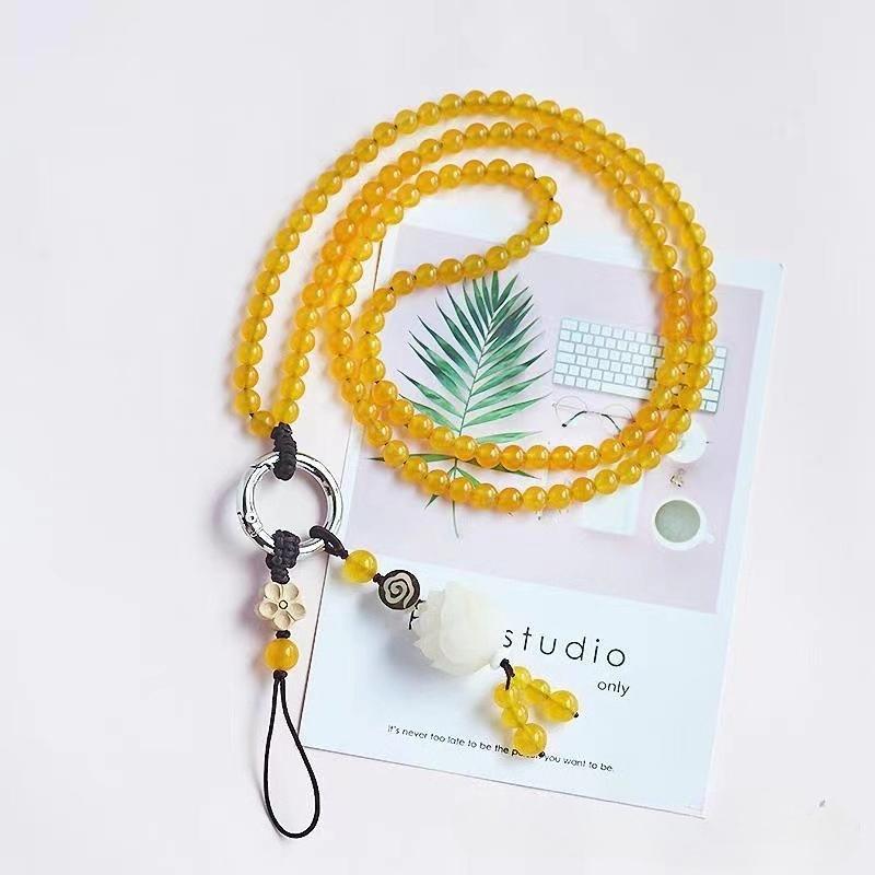Fashion Agate Chalcedony Necklace Mobile Phone Hanging Sweater Chain Natural White Jade Bodhi Accessories, Removable Multi-Purpose