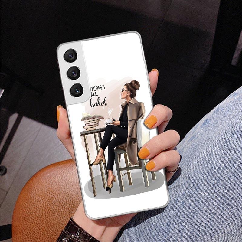 Girl Boss Female Coffee Phone Case For Samsung Galaxy S24 S25 Edge S26 Ultra S23 S22 S21 Plus S20 FE + Personalized Print Cover