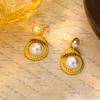 Retro Chinese Style Earrings Women Small Versatile Exquisite Temperament High-end Feeling Pearl New 's