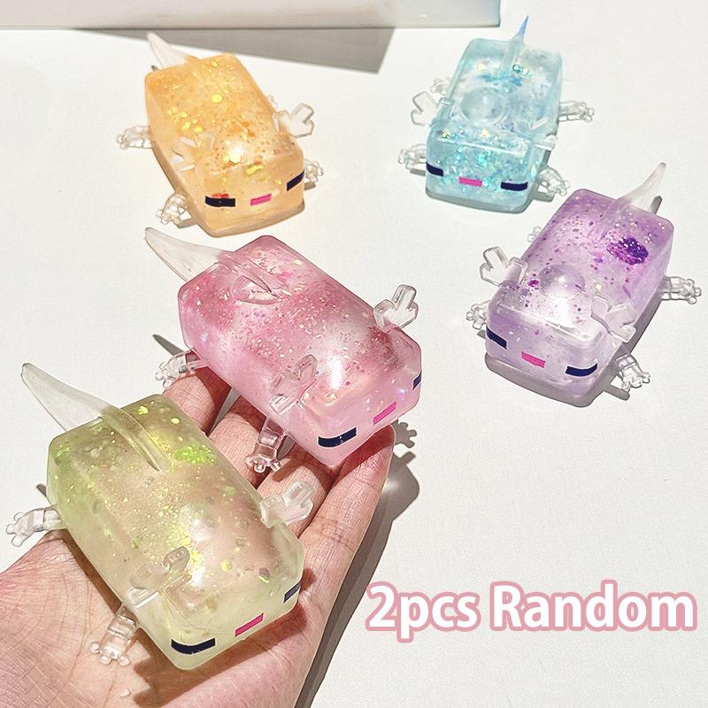 Quetschbares Axolotl-Spielzeug mit Glitzer-Pailletten, langsam aufsteigende Stressabbau-Kugel, Tier-Sensorik-Fidget-Spielzeug, Quetsch-Entlüftungsspielzeug, Lustiges Spielzeug, Geschenk