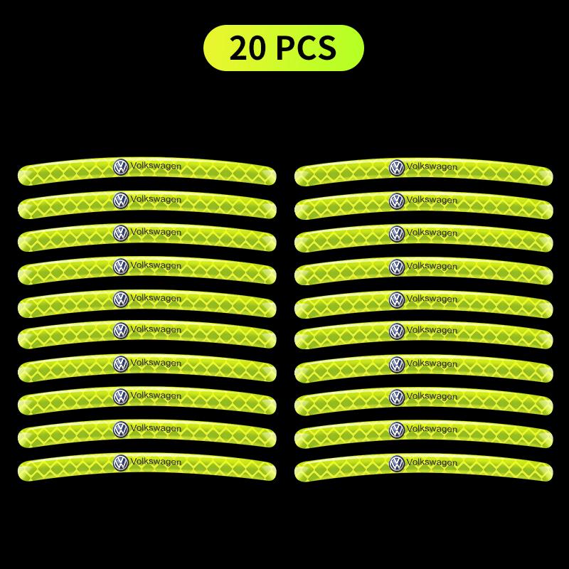 Car Wheel Hub Reflective Stickers Tire Rim Luminous Accessories For Volkswagen Santana GTI Rline Polo Golf Passat B5 B6 Touran Magotan