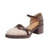 Soft leather not tired feet woven hollow high heel hollow bag head sandals women's summer 2025 new thick heel women's shoes