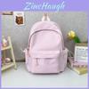 College Girls Solid Color Backpack With Cotton Linen Material And Breathable Design For Daily School Use