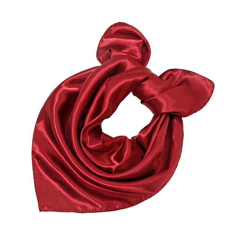 Fashion Satin Silk Square Scarf For Muslim Women Solid Color Soft Bandana Ladies Headband Casual Scarves 60*60Cm