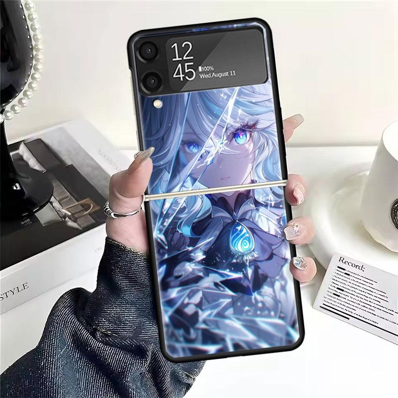 Genshin Impact Furina Cases For Samsung Galaxy Z Flip 4 5 6 7 3 Z Flip7 Flip6 Flip4 Flip5 Flip3 5G Hard Shockproof Fundas Cover