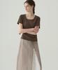 Deuloupisumeon Supima Silket U-Neck Short Sleeve T-Shirt [Beige]