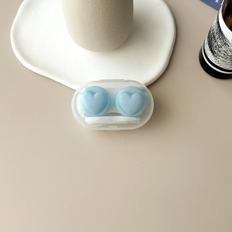 Heart Contact Lens Case with Tweezer Mini Cute Eyes Care Contact Lenses Container Box Travel Kits Eyewear Accessories Organizer