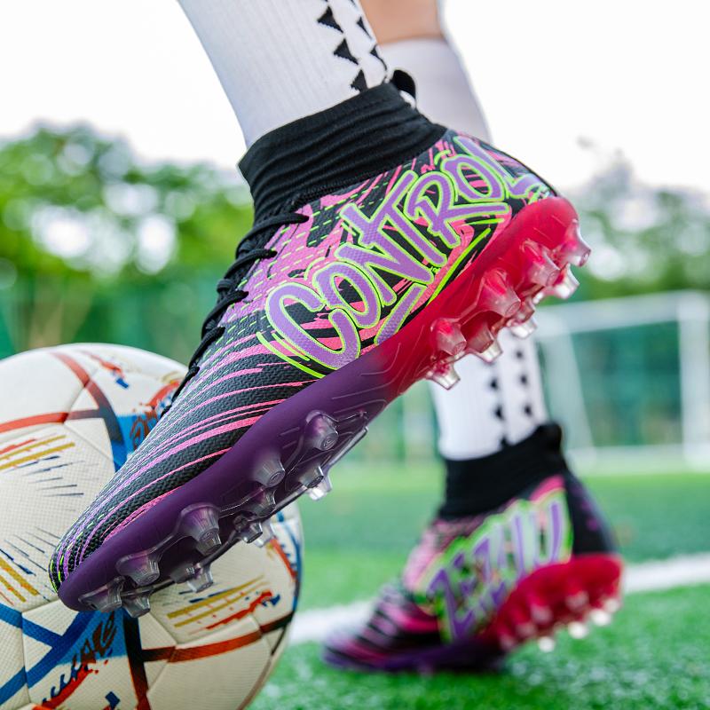 Herren Neue FG Fußballschuhe Sneaker Freizeit Erwachsene Original Atmungsaktiv Knöchel Lange Stollen Männliche Fußballschuhe Feld Fußballschuhe