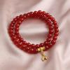 Bracelet Agate Double Ring Bamboo Pigeon Blood Red Single Ring Crystal Bracelet Stylish Simple Commuter Dopamine