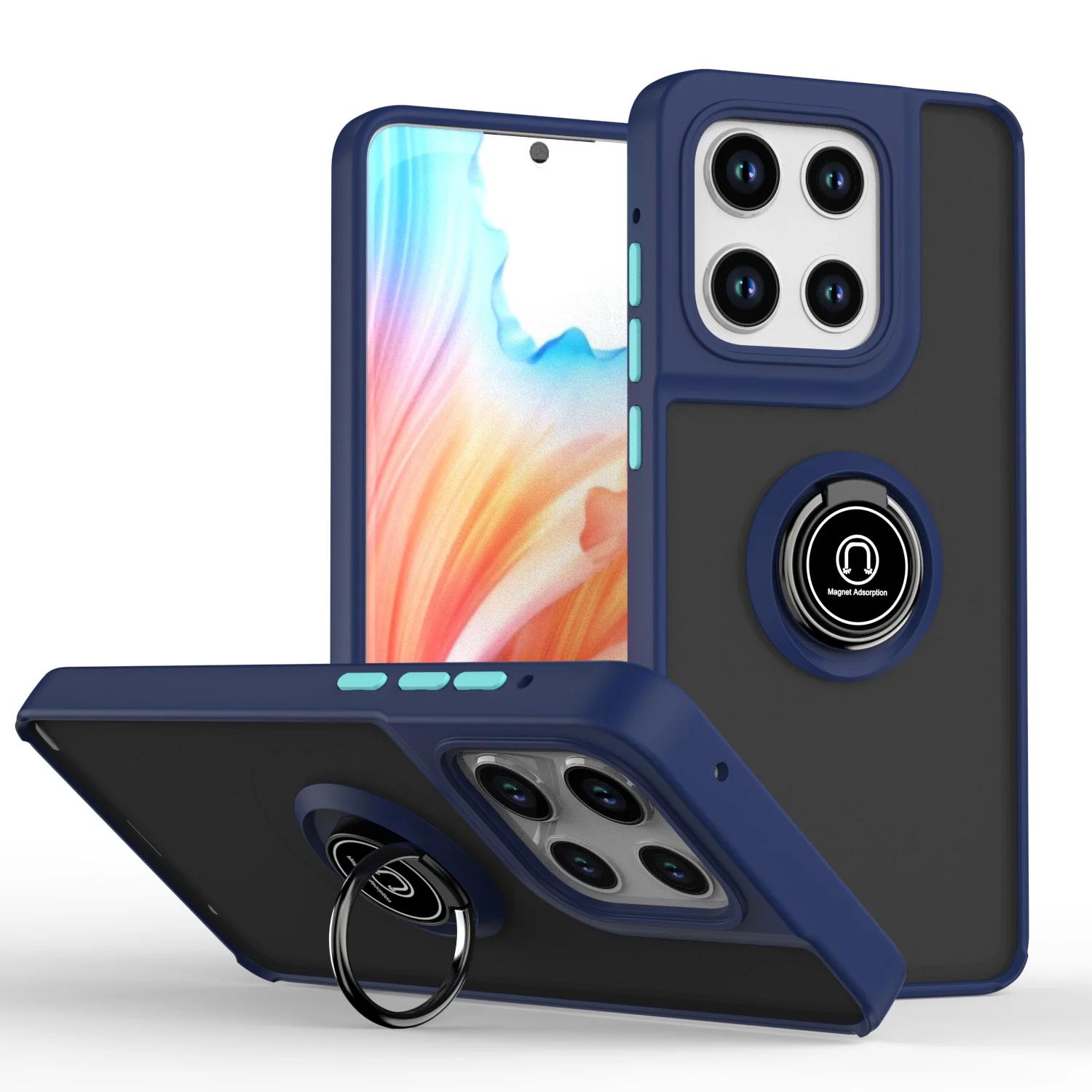 Coque Mat Armor pour Motorola Moto Edge G Stylus 5G G5G Edge 50 Fusion Pro Ultra 50 Neo Support Anneau Housse Anti-Choc For EDGE50PRO bleu foncé