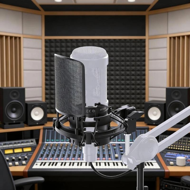 Professional Shock Mount For AT2020 AT2035 AT2050 Microphones With Double Suspension Isolation And Metal Construction