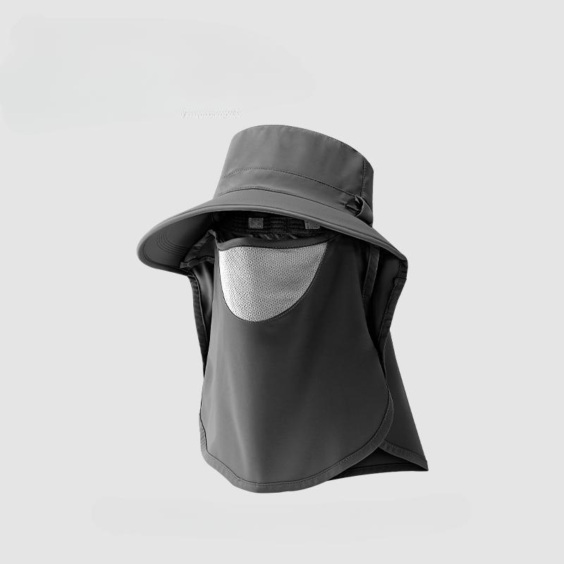 Korean Women Summer Sun Hat Large Brim Neck Protection Sunshade Hats Solid Color Fisherman Cap