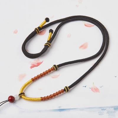 Collana con cordino e ciondolo di giada intrecciato a mano - Cordino regolabile unisex