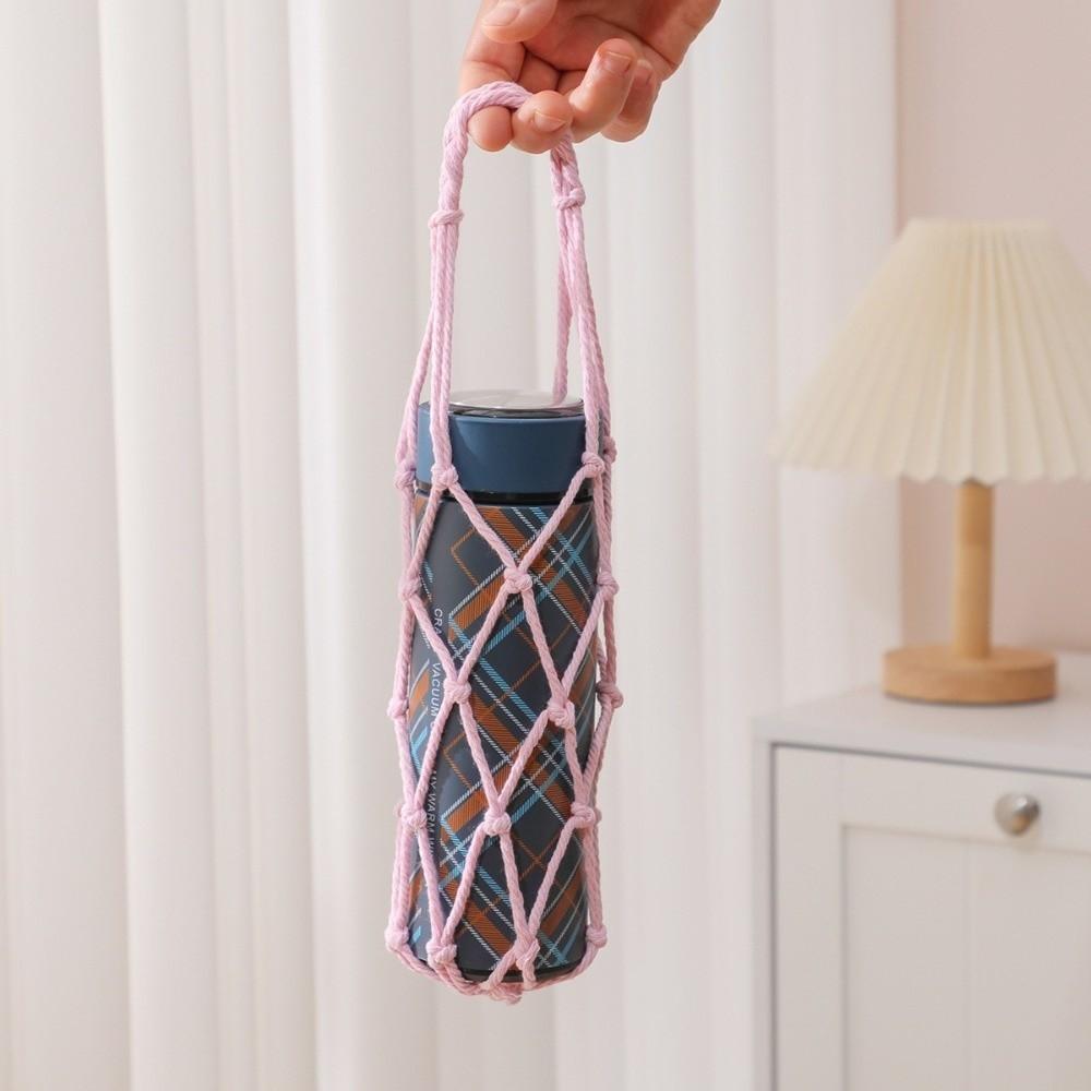 Woven Net Bottle Mugs Storage Bag Foldable Portable Cups Holder Coffee Cup Mesh Bag Camping