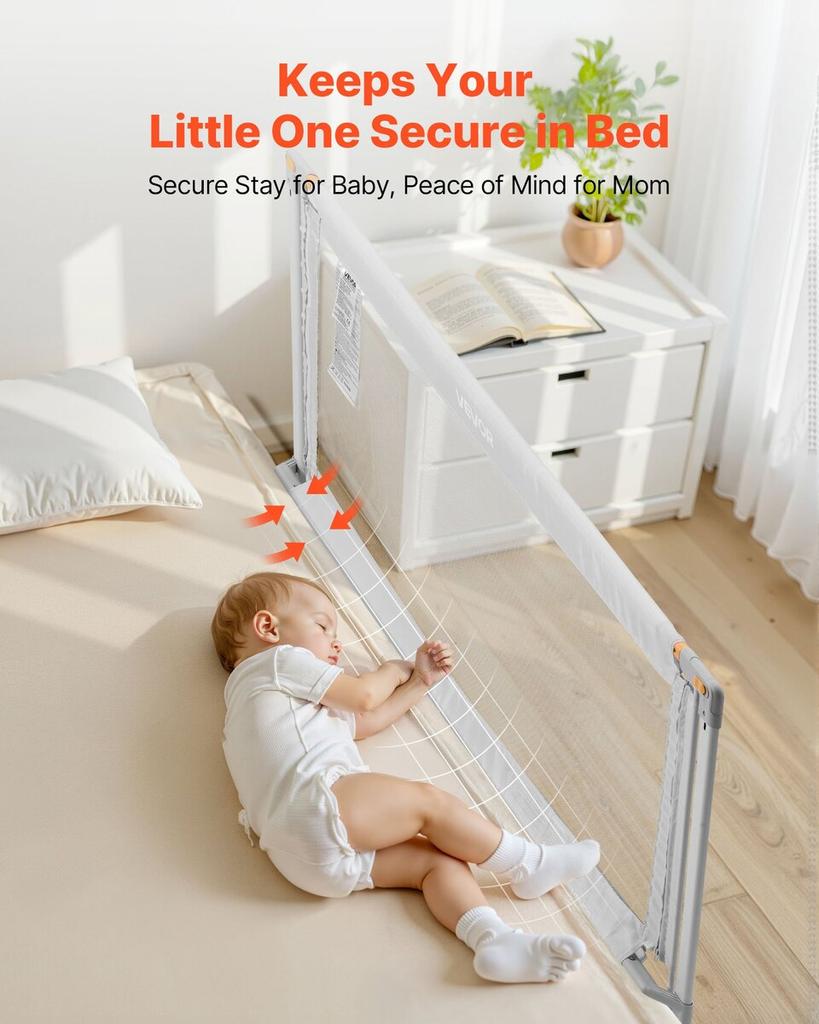 Toddler Bed Rail, Kids Beds Guard Rail with Reinforced Iron Pipe and Oxford Cloth, Adjustable Height Bed Side Railing, Portable Guard Bumper Barrier