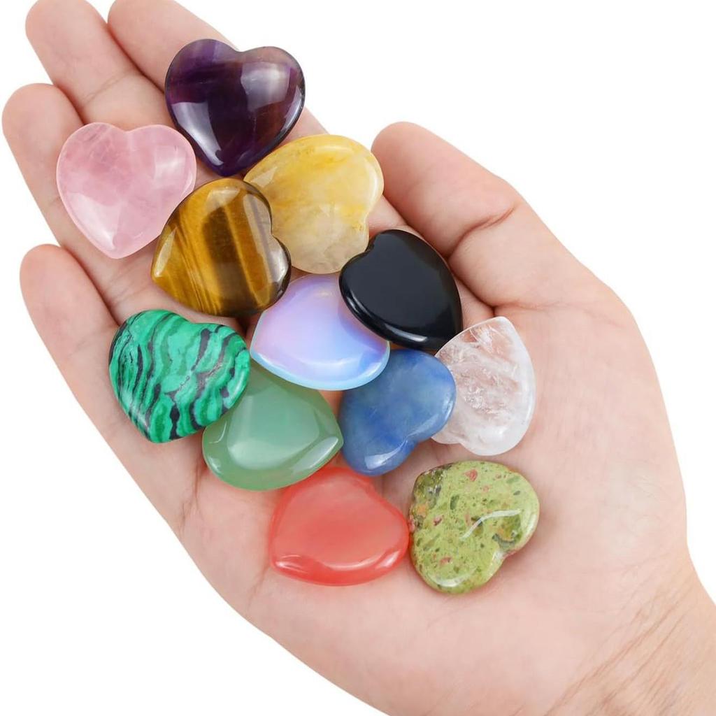 Valentine's Day Heart-Shaped Gemstone Set: Natural Crystal Stones for Gifts and Parties