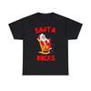 Santa Rocks Funny Christmas Graphic Tee Shirt, S-5XL