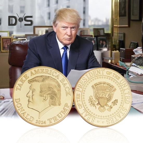 

Памятная медаль бывшего президента Америки, двусторонняя 3D-тиснение, круглая металлическая коллекция знаменитостей США, монета, фестиваль, подарок на память золотистый