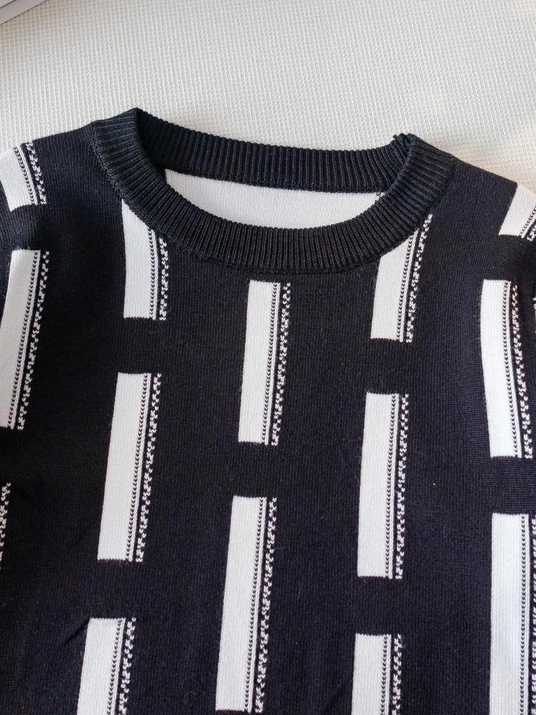 2025 Autumn/Winter Trendy Kids' Round Neck Jacquard Knit Sweater