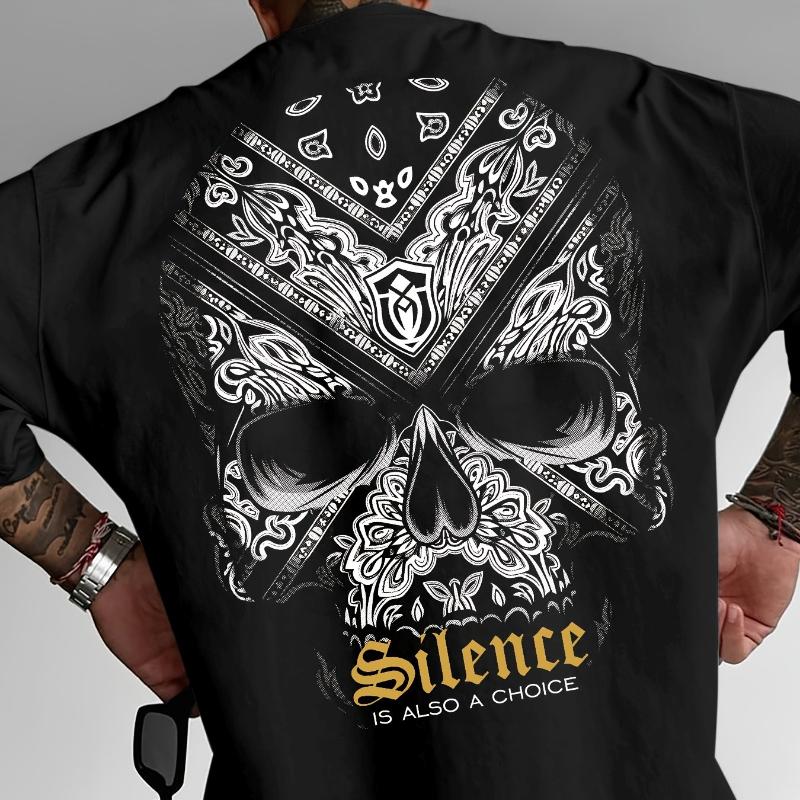 

Silence Is Also A Choice Men s Fashion Printed Casual Short Sleeve T-Shirt, Summer Top, Comfortable Crew Neck T-Shirt S