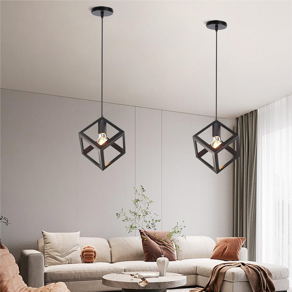 Geometric Vintage Geometry Pendant Light Industrial Retro Metal Hanging Lamp E27 Base Lighting Fixture Indoor Decoration Hot