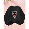 Cute Girl Creative Kitten Ice Cream Print Sweatshirt - Comfortable Long Sleeve Crew Neck for Autumn and Winter