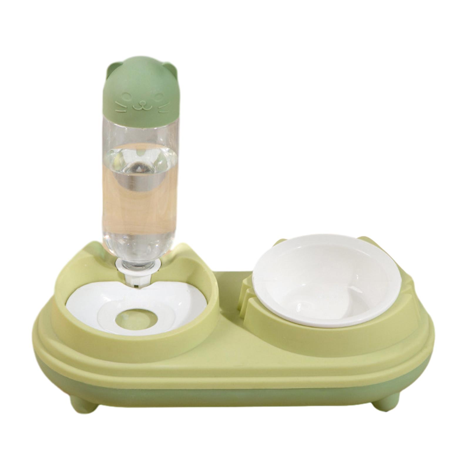 

Raised Pet Food Bowl Small Cat Dog Food Feeder Double Bowl Pet Feeding Bowl Food Storage Bowl Anti-Spill Pet Dishware C зелёный