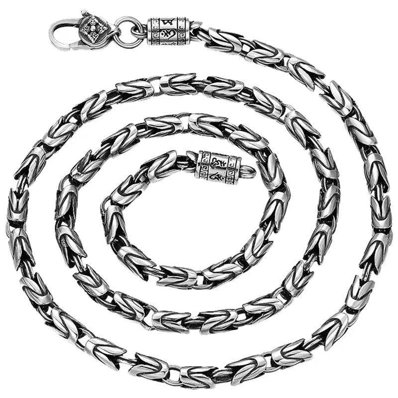 Misty Rain Men's Retro Hip Hop Necklace with Six-Character Mantra