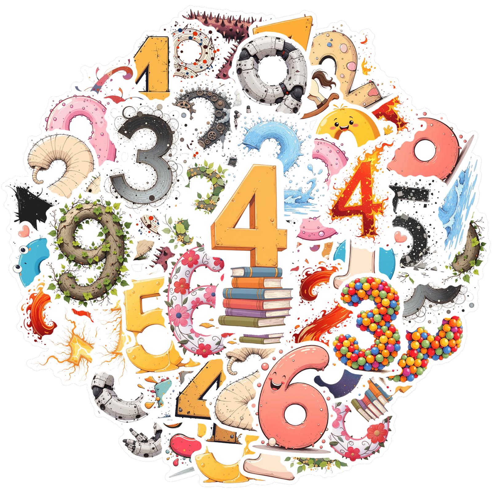 

35pcs-100pcs Cartoonish Numbers Stickers Colorful Cute DIY Stickers Students Stickers For Guitar DIY Bicycle Skateboard Laptop