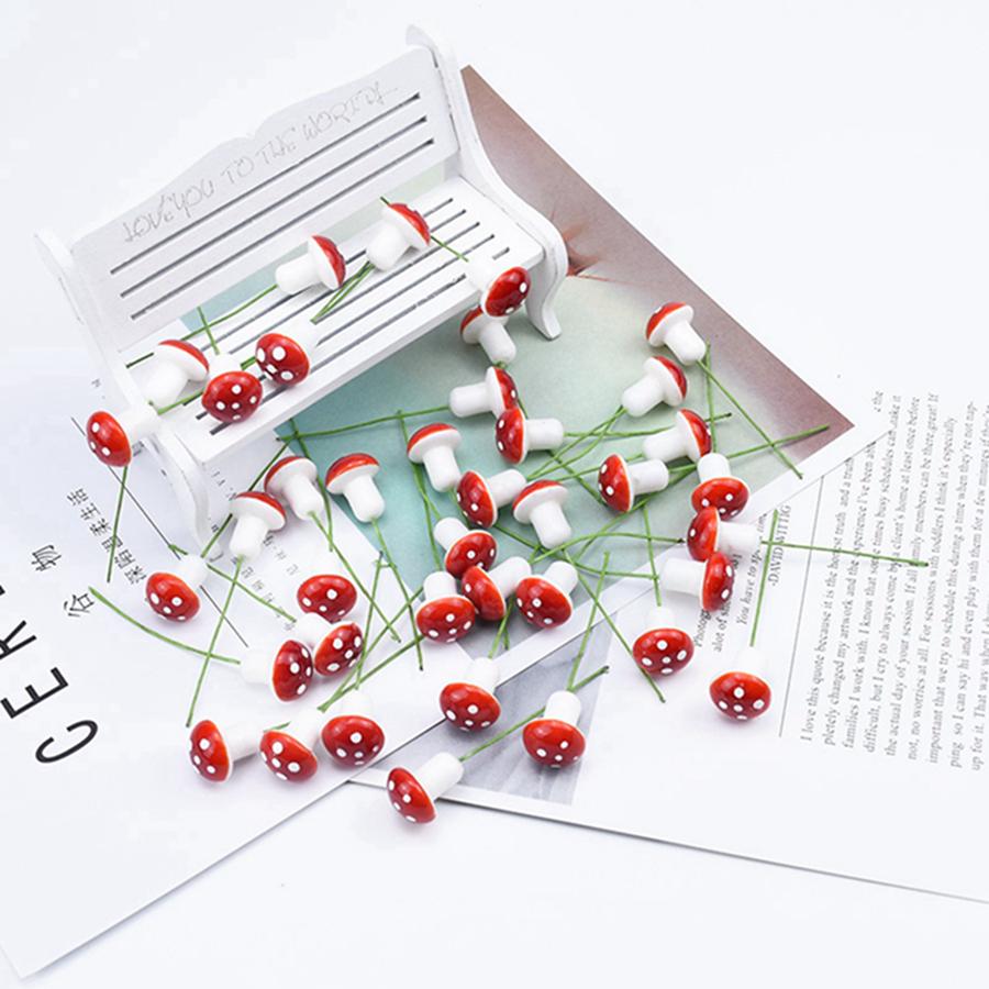 100Pcs Red Artificial Bubble Mushroom Home Decoration Christmas Garland Ornamental Flowerpot Candy Box Handmade Festival Wedding