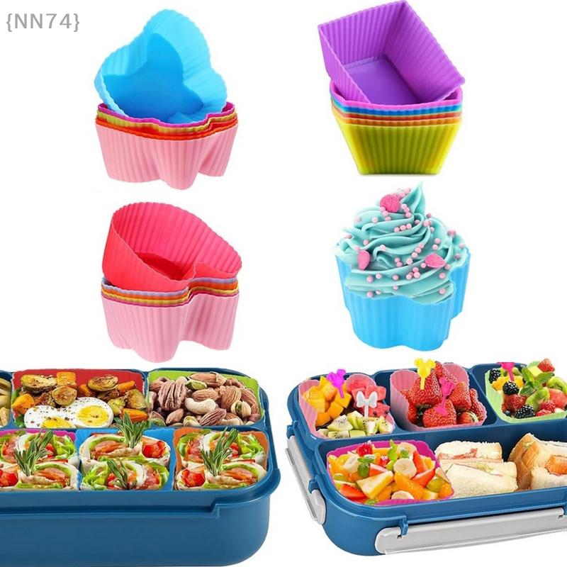 8 Pcs Silicone Lunch Box Dividers For Children Kids School Food Dividers For Bento Box Silicone Cupcake Liners Mold Baking Tools