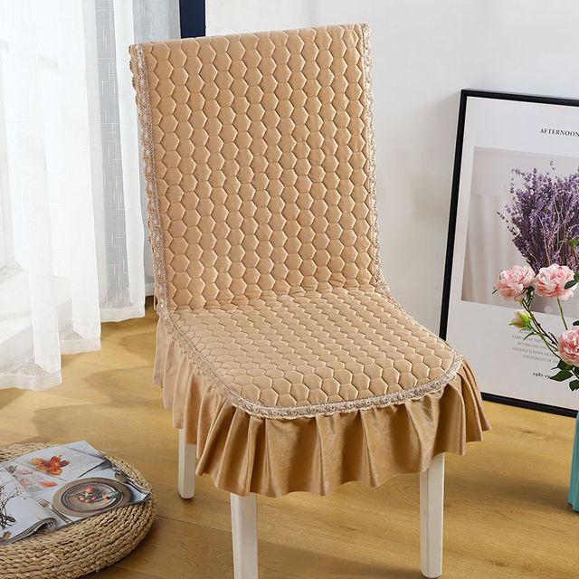 Einfarbiger gesteppter Samt Kissenbezug Einteiliges Sitzkissen Weiches Rückenlehnenkissen für Herbst und Winter Bürostuhl