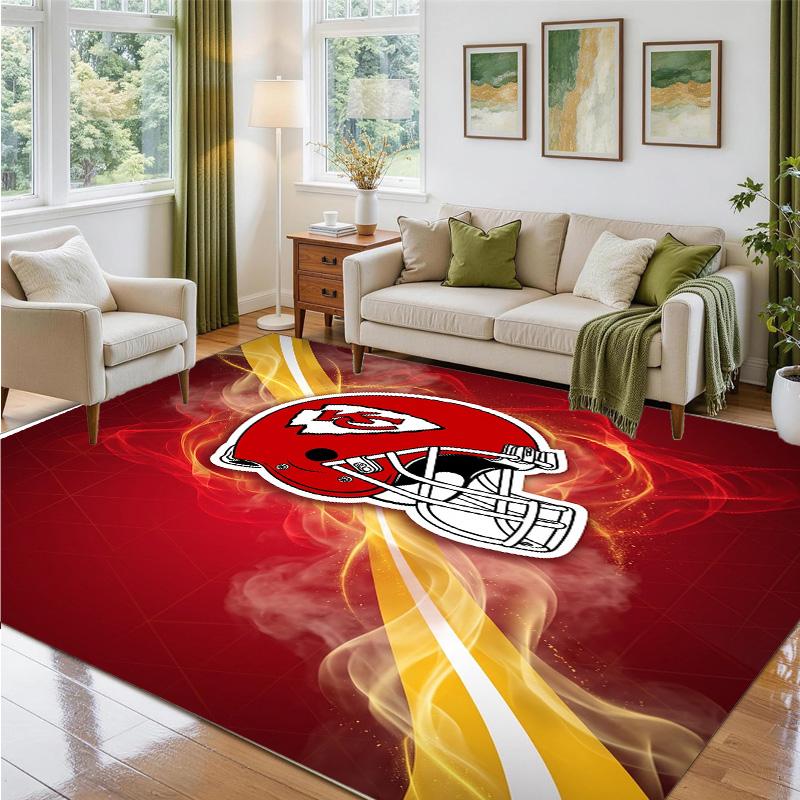 Kansas City Chiefs Design Crystal Velvet Rug Soft Decorative Mat for Bedroom Entrance